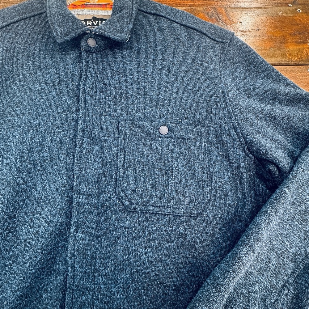 Orvis Mens XL Navy Knit Jacket Recycled Polyester 3 Pockets Full Snap Close - Picture 12 of 13